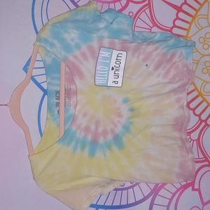 Tie dye "Hello I'm a unicorn" crop top